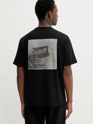 Iceberg t-shirt męski kolor czarny z nadrukiem F024 6318