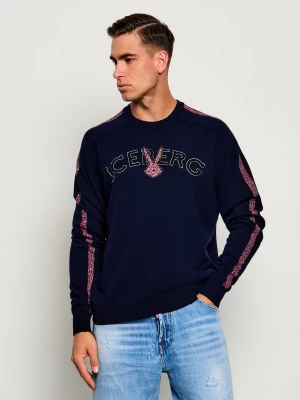 Iceberg Wełniany sweter | Iceberg x Looney Tunes | Regular Fit granatowy