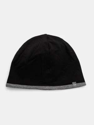 Icebreaker Czapka wełniana kolor czarny z cienkiej dzianiny