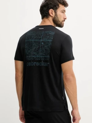 Icebreaker t-shirt funkcyjny Merino Blend 125 męski kolor czarny z nadrukiem IB0A57CN0011