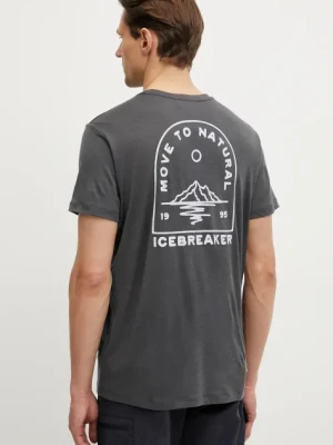 Icebreaker t-shirt sportowy Road to Cook kolor szary z nadrukiem IB0A576F0A11