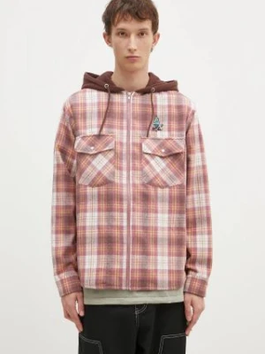 ICECREAM koszula z domieszką wełny Hooded Flannel Zip Through kolor brązowy relaxed IC24435