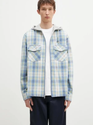 ICECREAM koszula z domieszką wełny Hooded Flannel Zip Through kolor niebieski relaxed IC24435