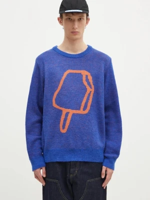 ICECREAM sweter z domieszką wełny Popsicle Crewneck męska kolor niebieski IC24436
