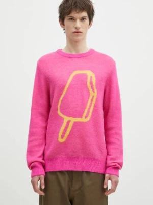 ICECREAM sweter z domieszką wełny Popsicle Crewneck męska kolor różowy  IC24436