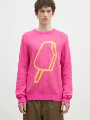 ICECREAM sweter z domieszką wełny Popsicle Crewneck męska kolor różowy IC24436