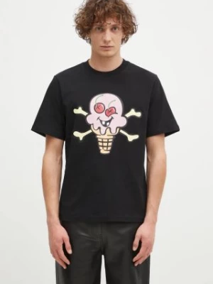 ICECREAM t-shirt bawełniany Cones & Bones męski kolor czarny z nadrukiem IC24346