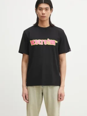 ICECREAM t-shirt bawełniany Soft Serve T-Shirt męski kolor czarny z nadrukiem IC25142
