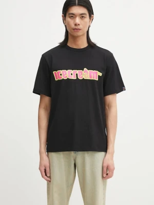 ICECREAM t-shirt bawełniany Soft Serve T-Shirt męski kolor czarny z nadrukiem IC25142