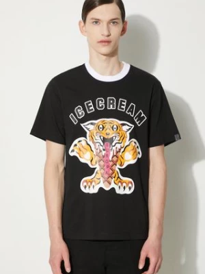 ICECREAM t-shirt bawełniany Tiger męski kolor czarny z nadrukiem IC24237