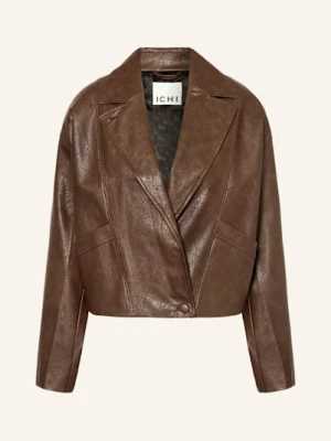 Ichi Żakiet Pudełkowy Ihkilavi Z Imitacji Skóry braun
