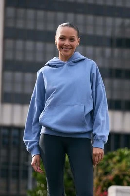 Idol bluza damska z kapturem z opadającym ramieniem - Blue Animal