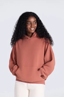Idol bluza damska z kapturem z opadającym ramieniem - Orange Animal