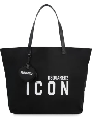 Ikoniczna torba nylonowa z detalami skóry Dsquared2