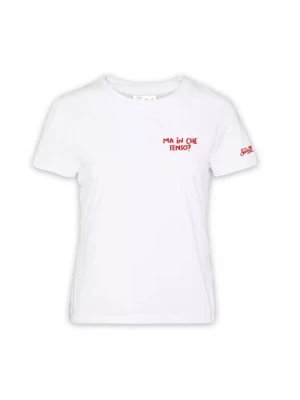 Ikoniczny Biały T-shirt z Zabawnymi Szczegółami Saint Barth