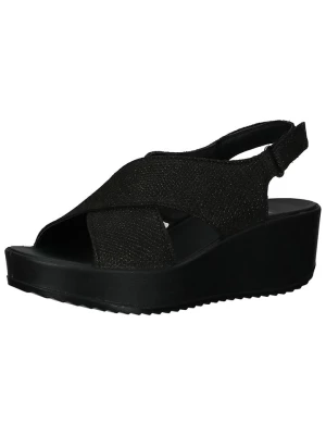 Imac Skórzane sandały w kolorze czarnym na koturnie rozmiar: 40
