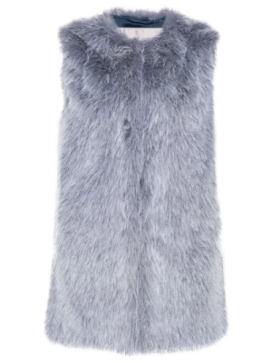 Indigo Blue Faux-Fur Bezrękawnik Herno