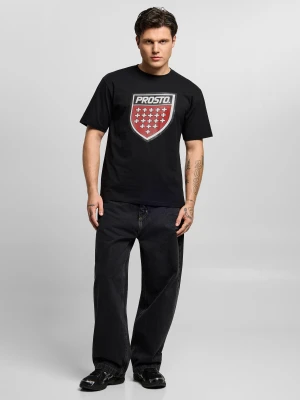 Infine t-shirt regular bawełniany męski czarny PROSTO.