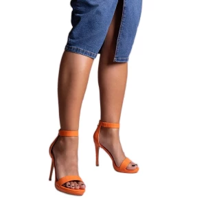 Inna Pomarańczowe sandały na wysokiej szpilce Isalia