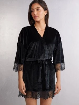 Intimissimi Aksamitne Kimono Intriguing Beauty Kobieta Czarny Rozmiar M/L