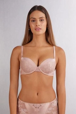 Intimissimi Biustonosz Super Push-Up Elettra Satin Meets Lace Kobieta Jasnoróżowy Rozmiar