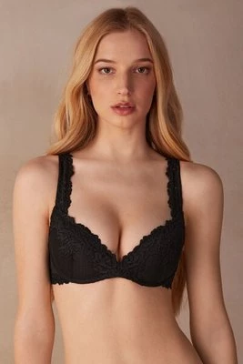 Intimissimi Biustonosz Super Push-Up Gioia Pretty Flowers Kobieta Czarny Rozmiar