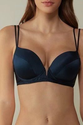 Intimissimi Biustonosz Super Push-Up z Jedwabiu Mia Kobieta Niebieski Rozmiar