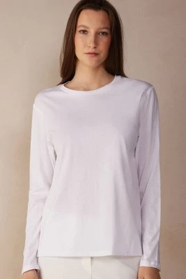 Intimissimi Bluzka Oversize z Długim Rękawem z Bawełny Superior Kobieta Biały Rozmiar M/L
