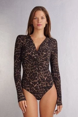 Intimissimi Body z Długim Rękawem z Modalu Luxurious Leopard Kobieta Z Nadrukiem Rozmiar