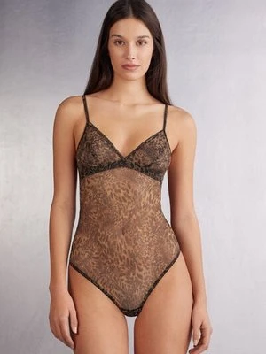 Intimissimi Body z Tiulu ze Zwierzęcym Printem Always Glamorous Kobieta Brązowy Rozmiar