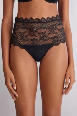 Intimissimi Figi Brazylijskie Culotte z Wysokim Stanem Winter of Love Kobieta Czarny Rozmiar