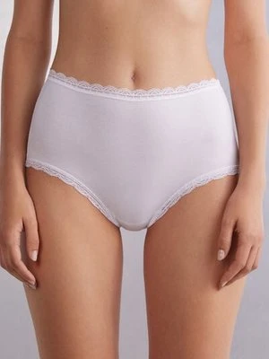 Intimissimi Figi Culotte z Wysokim Stanem z Bawełny i Koronki Kobieta Biały Rozmiar