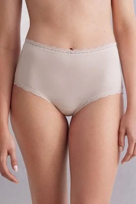 Intimissimi Figi Culotte z Wysokim Stanem z Bawełny i Koronki Kobieta Naturalny Rozmiar