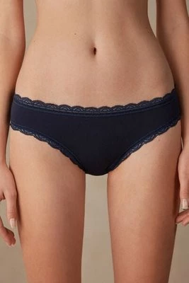 Intimissimi Figi z Bawełny i Koronki Kobieta Niebieski Rozmiar