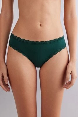 Intimissimi Figi z Bawełny i Koronki Kobieta Zielony Rozmiar