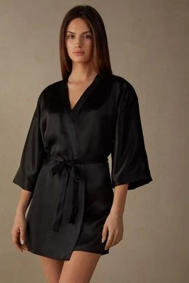 Intimissimi Kimono z Jedwabiu Kobieta Czarny Rozmiar M/L