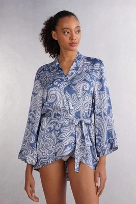 Intimissimi Kimono z Satyny Wiskozowej Flower Paisley Kobieta Niebieski Rozmiar M/L