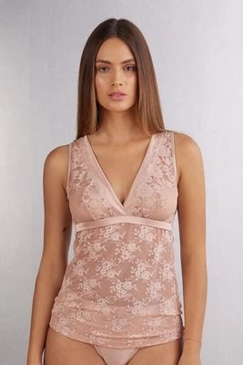 Intimissimi Koronkowa Koszulka Satin Meets Lace Kobieta Jasnoróżowy Rozmiar