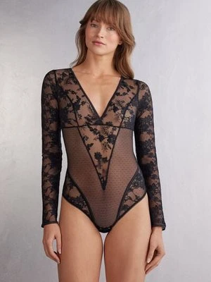 Intimissimi Koronkowe Body z Długim Rękawem Couture de Nuit Kobieta Czarny Rozmiar