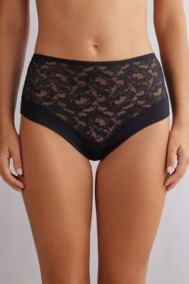 Intimissimi Koronkowe Figi Brazylijskie Culotte z Wysokim Stanem Delicate Pieces Kobieta Czarny Rozmiar