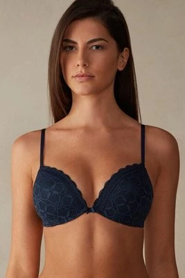 Intimissimi Koronkowy biustonosz push-up Silvia Kobieta Niebieski Rozmiar