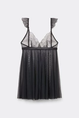 Intimissimi Koszulka Babydoll z Tiulu i Koronki Hypnotic Details Kobieta Czarny Rozmiar