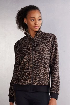 Intimissimi Kurtka Bomber z Polaru w Cętki Luxurious Leopard Kobieta Z Nadrukiem Rozmiar