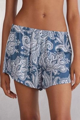 Intimissimi Spodenki z Satyny Wiskozowej Flower Paisley Kobieta Niebieski Rozmiar