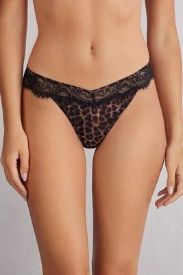 Intimissimi Stringi w Stylu Lat 80. Luxurious Leopard Kobieta Z Nadrukiem Rozmiar