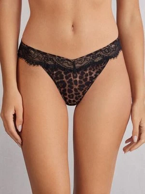 Intimissimi Stringi w Stylu Lat 80. Luxurious Leopard Kobieta Z Nadrukiem Rozmiar