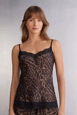 Intimissimi Tank Top z Satyny Wiskozowej Luxurious Leopard Kobieta Z Nadrukiem Rozmiar