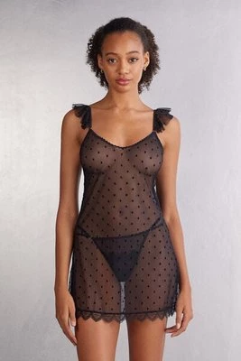 Intimissimi Tiulowa Koszulka Babydoll Winter of Love Kobieta Czarny Rozmiar