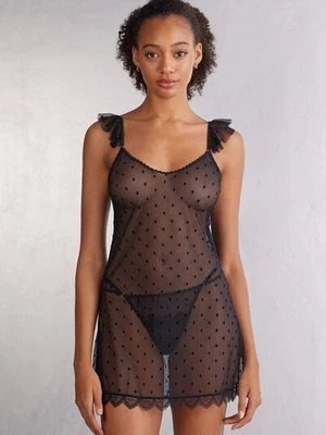 Intimissimi Tiulowa Koszulka Babydoll Winter of Love Kobieta Czarny Rozmiar