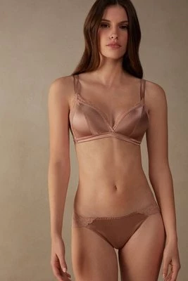 Intimissimi Tiziana Biustonosz Trójkątny z Jedwabiu i Koronki Kobieta Naturalny Rozmiar